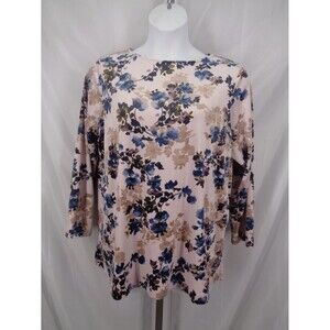 Pure Jill J Jill Pink Floral Velour Velvet Tunic Top Size XL Petite